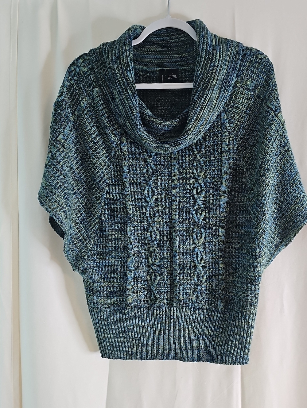 New Directions Teal Mix Cable Cowl Sweater